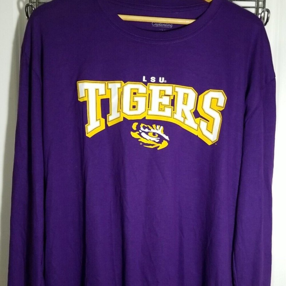 Captivating LSU Tigers Long Sleeve Crew Neck T Shirt - Size L - New - NWT